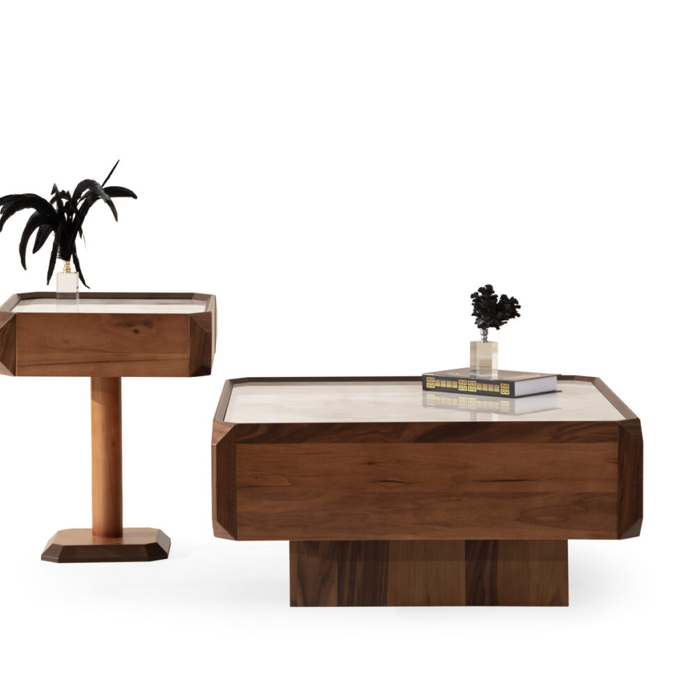 Walnut Marble Set Center Table 605-305