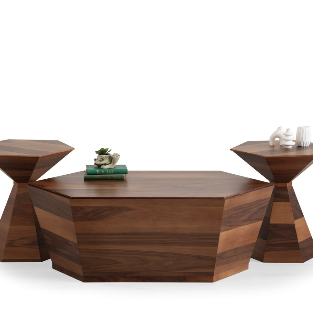 Walnut Set Of 3 Center Table 617