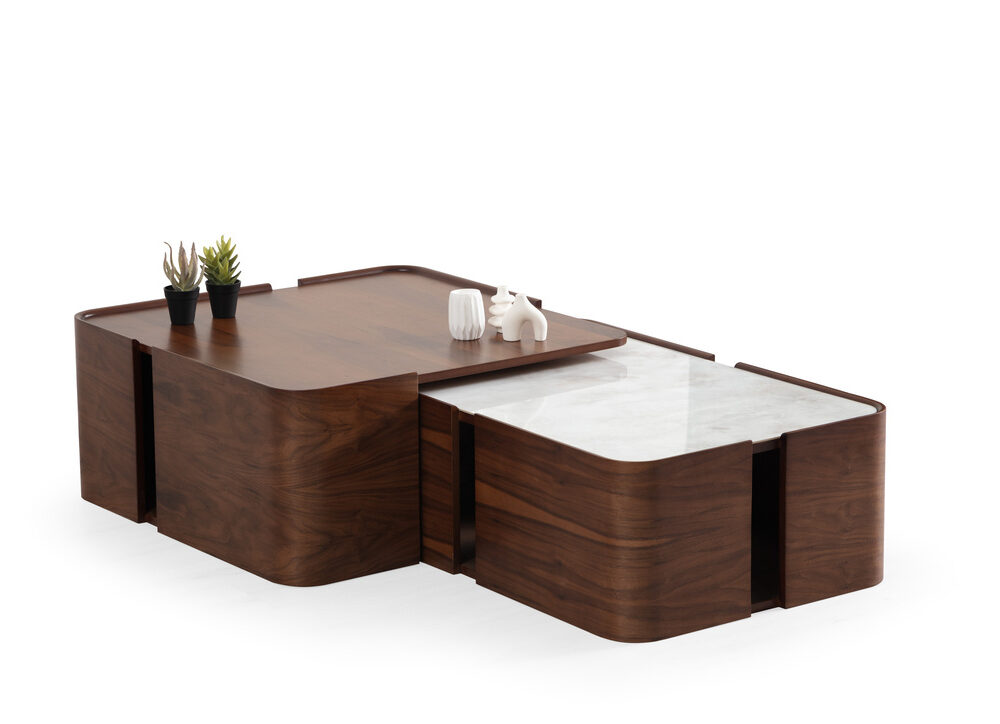 Walnut Marble Detail Center Table 678