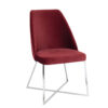 CREA Armonna Red velvet upholstered dining chair with a chrome metal sled style base on a cantilever frame