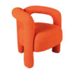 Bright orange textured armchair with rounded arms and short legs for a playful modern look